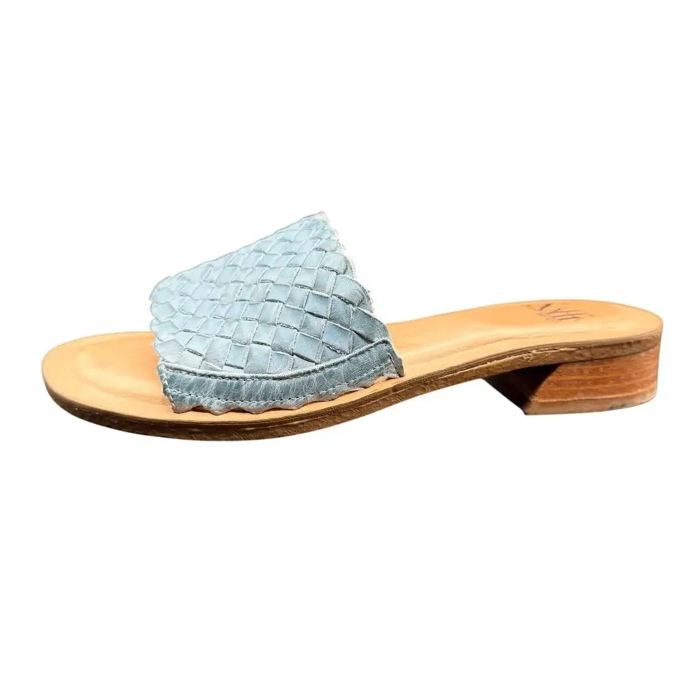 Söfft Woven Leather Slide Sandals Blue Women’s 8.5 EU 40 Low Heel